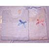 Bavagliolo  millerighe con banda in aida, righe azzurro - righe rosa cm 17x20 - immagine 2