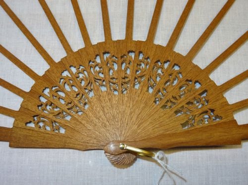 Struttura ventaglio  legno, merletto cm 46 - immagine 4