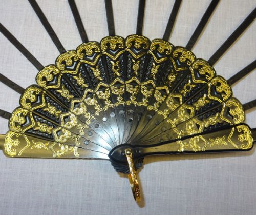 Struttura ventaglio  plastica nero/oro cm 43,5 - immagine 3