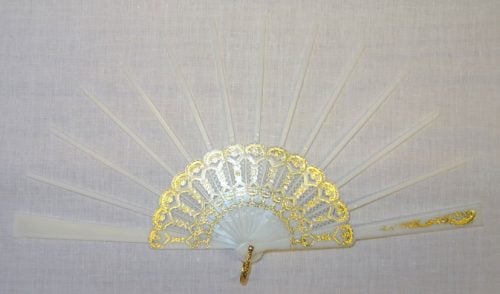Struttura ventaglio traforato  plastica bianco/oro cm 43,5