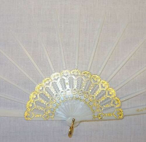Struttura ventaglio traforato  plastica bianco/oro cm 43,5
