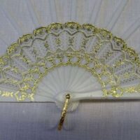 Struttura ventaglio traforato  plastica bianco/oro cm 43,5