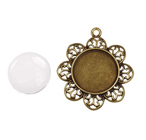 Medaglia tonda fiore - immagine 2