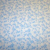 Tela in puro cotone altezza cm 300 fantasia azzurro: fiori foglie e pois, € 12,00 al metro vendita a multipli di 50 cm
