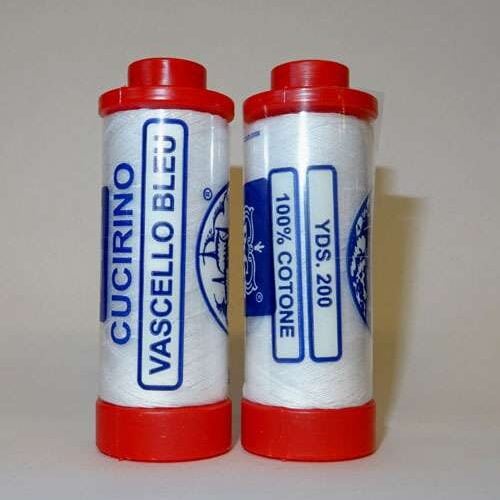 Filo cotone n°50 colore  bianco, avorio, blu 200 yards, vascello blu