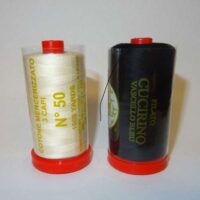 Filo cotone n°50 colore  nero, bianco, avorio 1000 yards, vascello blu