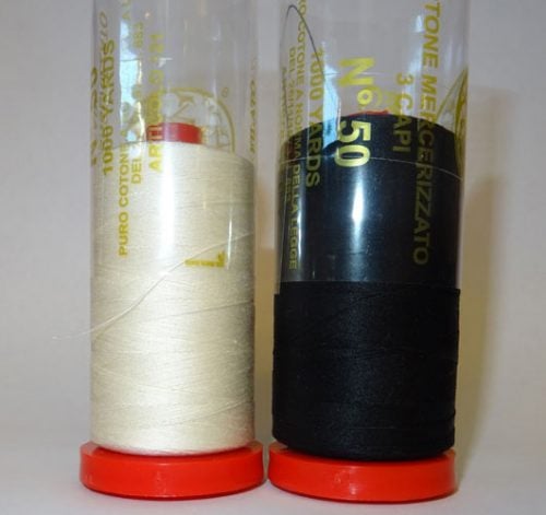 Filo cotone n°50 colore  nero, bianco, avorio 1000 yards, vascello blu - immagine 2