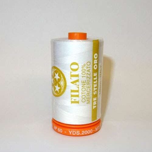 Filo cotone 60/3 bianco 1830 mt, tre stelle oro