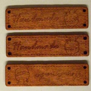 Etichetta ovale "handmade", prym 403796 pelle naturale mm 50 x 20