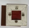 Sottopentola quadrato in legno spazzolato bianco cm 15/vetro cm 6,5x6,5