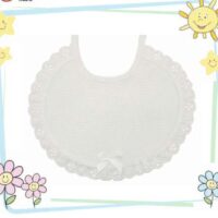 Bavagliolo baby ovale con pizzo bianco cm  17x14