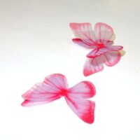 Farfalla in organza , ali doppie rosa fucsia