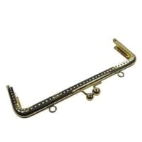 Chiusura per borsetta metallo color oro brunito cm 20, rettangolare