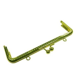 Chiusura per borsetta metallo color oro brunito cm 20, rettangolare