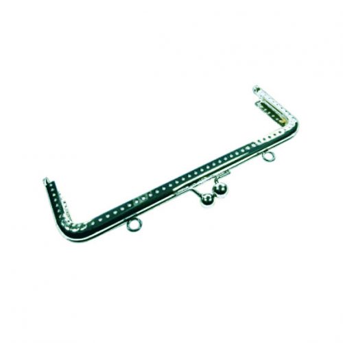 Chiusura per borsetta metallo color argento cm 20, rettangolare