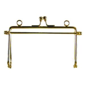 Chiusura per borsetta metallo color oro brunito cm 20, rettangolare