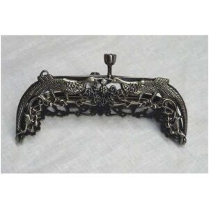 Chiusura per borsetta rettangolare zigrinata colore argento cm 12