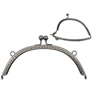 Chiusura per borsetta con manico colore argento lucido cm 17
