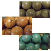5 palline legno mm 20 con foro passante piccolo colorate in verde, petrolio, marrone