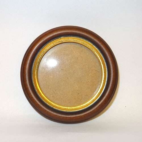 Cornice tonda arte povera legno scuro /filo oro cm 11