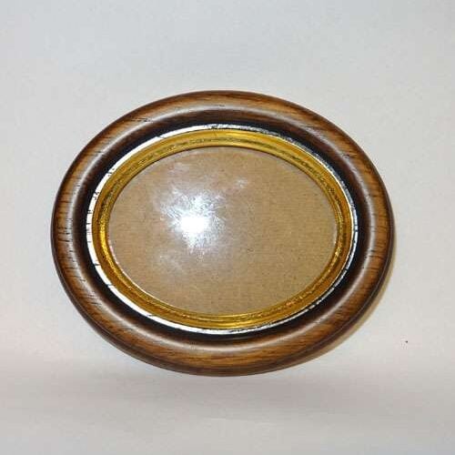 Jolly/cornice ovale arte povera legno scuro /filo oro cm 10 x 12