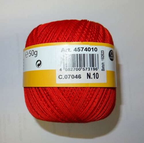 Jolly/6 gomitoli di cotone anchor puppet 10, gomitoli gr 50 rosso