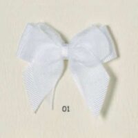 Fiocco bianco double cross over, cm 5 x 4,5  gros grain e voile "i nastri di mirta"