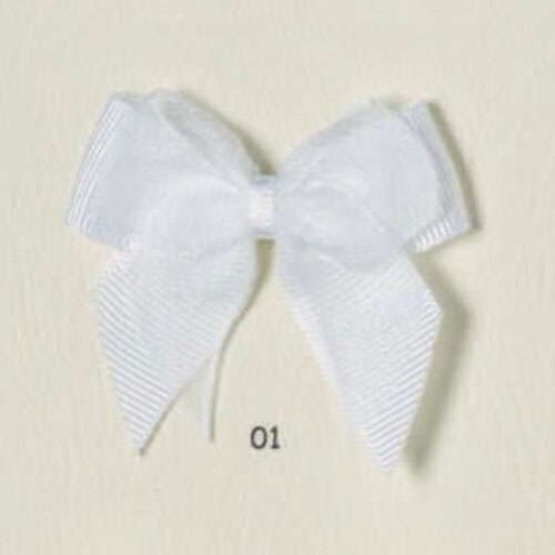 Fiocco bianco double cross over, cm 5 x 4,5  gros grain e voile "i nastri di mirta"