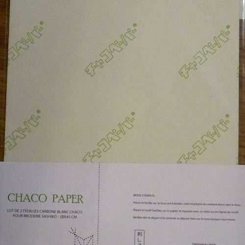Chaco paper bianca,  2 fogli carta ricalco per ricamo e sashiko
