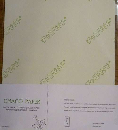 CHACO PAPER BIANCA, 2 FOGLI CARTA RICALCO PER RICAMO E SASHIKO