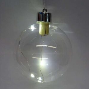 Pallina vetro trasparente mm 60 con gancio in alluminio