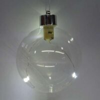 Pallina vetro trasparente mm 100,  con luce interna a led