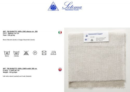 Lino t60 (cencio 6x6 fili) sotema greggio ultimi 2 pezzi cm 100 x 100 - immagine 2