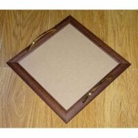 Vassoio arte povera quadrato scuro maniglie dorate cm 34x34/vetro cm 28x28