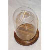 Campana in vetro  alta cm 11 con base in legno diametro cm 9