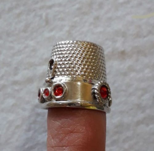 Ditale in argento con pietre rosse mm 16 by roberta dazzini - immagine 4