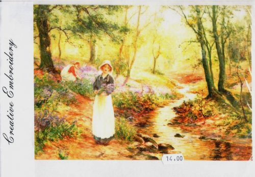 Pannello in cotone per ricamo silk (a4):  passeggiata nel bosco