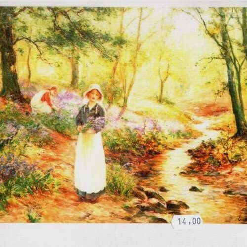Pannello in cotone per ricamo silk (a4):  passeggiata nel bosco
