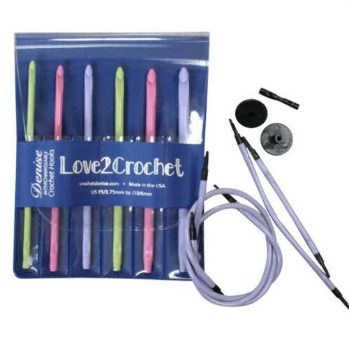 Denise love2crochet colori pastello: kit 6 uncinetti per tunisi con cavo lungo o circolare dal 3,75 al 6,00