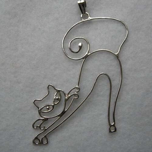 Gatto mm 40 x 50, struttura in argento 925