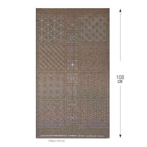 Sashiko pannello ricamabile cm 60 x 115, tortora