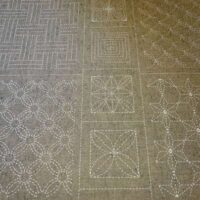 Sashiko pannello ricamabile cm 60 x 115, tortora