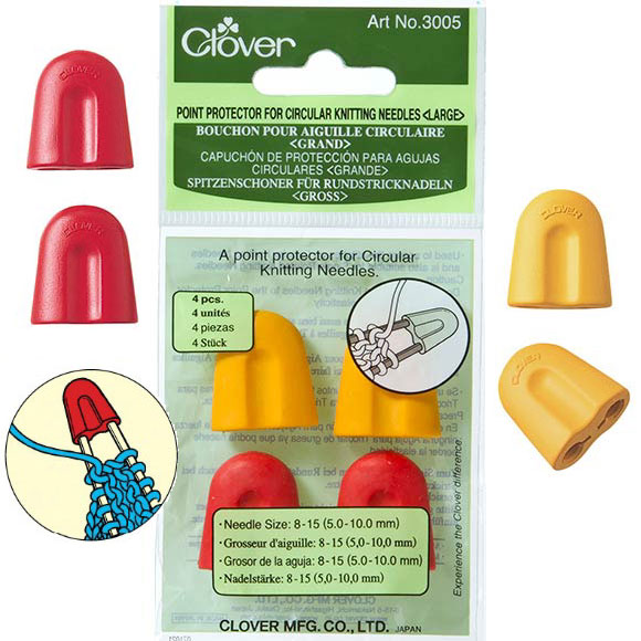 Proteggi punte per ferri circolari – Clover 3005 (5-10 mm) 2 Proteggi punte per ferri circolari - Clover 3005 (5 - 10mm) morbidi e sicuri, pensati per i ferri circolari