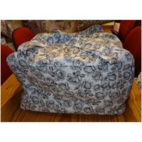 Borsa  portatombolo con  2 tasche ecru' con fantasia a rose grigie, tomboli cantù fino a 50 cm by laboratorio degli elfi