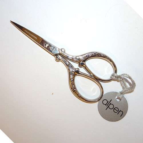 Forbice ricamo fiorata argento cm 9,6 alpen made in italy