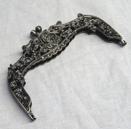 Chiusura per borsetta rosellina cm 16,5 argento brunito - immagine 2