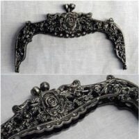 Chiusura per borsetta rosellina cm 16,5 argento brunito