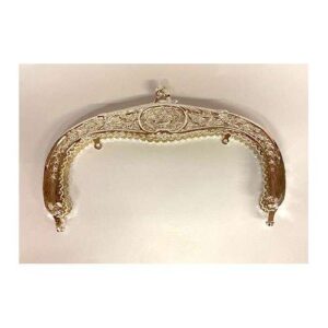 Chiusura per borsetta rettangolare zigrinata colore argento cm 12