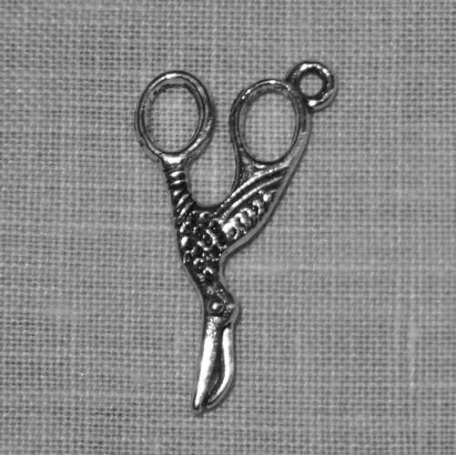 Charme in metallo ciondolo "forbici cigno " cm 2,6 x 1,3