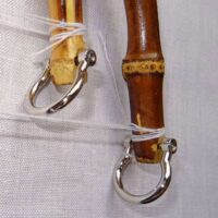 Manici per borsetta in bambu' con  ganci diametro esterno cm 23 x 13 argento